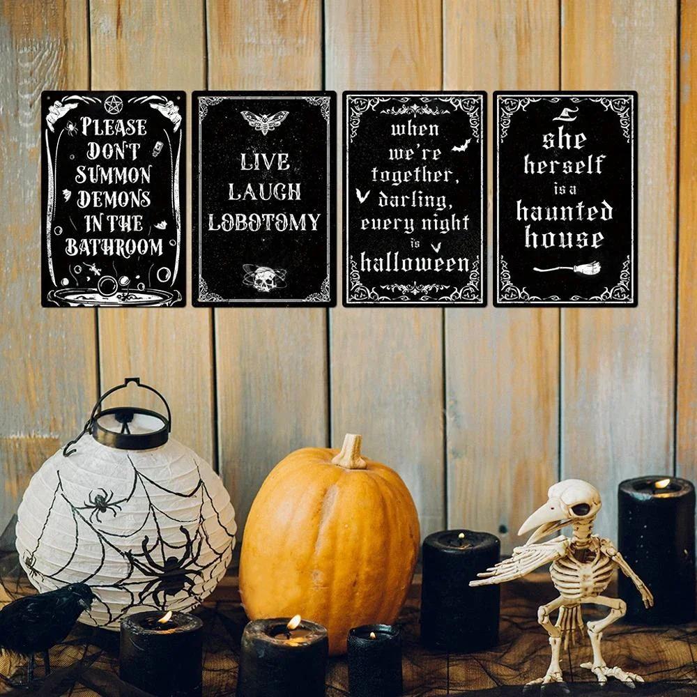 Винтажные плакаты Счастливого Хэллоуина Металлические жестяные таблички Декор Настенный декор для дома Кофейни Кафе Сада Заднего двора