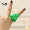 6/24Pcs Christmas Ring Holiday Party Finger Lights Santa Snowflake Tree Snowman Reindeer Glowing Ring Festive Light-up Toys