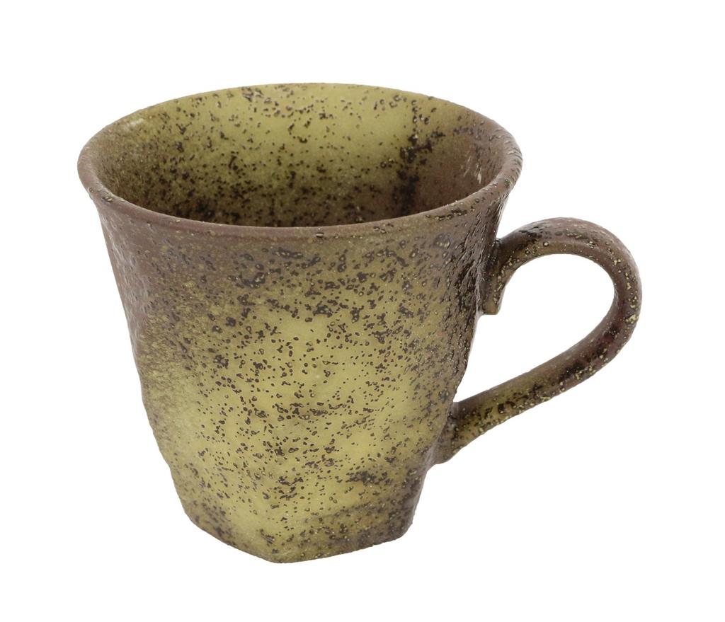 Castle Enterprises Mino Ware Japanese Cafe Series Rough-Kezuri Twisted Coffee Bowls, Shaded and Lightly Colored with Ink, Set of 10