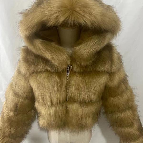 S-6XL Женская зимняя теплая короткая куртка с капюшоном из искусственного меха и длинными рукавами