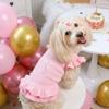 Lotus Leaf Edge Pet Base Dress Soft Comfortable Lover Pattern Pet Princess Dresses Solid Color Dog Skirt Shirts Party