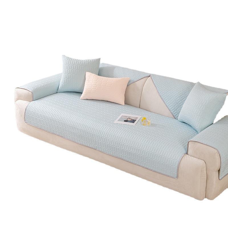 Ice Silk Sofa Cushion Summer Non-Slip Seat Cover Modern Sofa Protector Cool Comfortable Breathable Fabric
