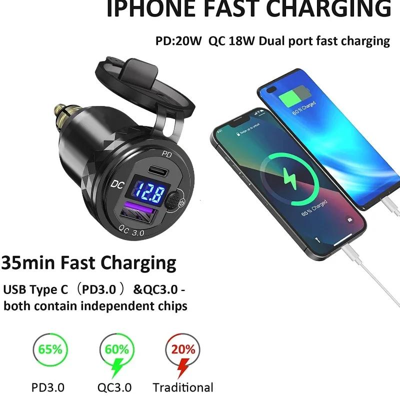 30 Вт QC3.0 USB Type C PD быстрое зарядное устройство адаптер питания Hella DIN разъем для BMW R1250 1300GS для Ducati для мотоцикла Triumph