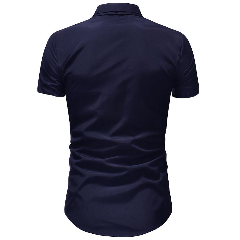 Новые модные мужские классические классические рубашки с коротким рукавом, приталенные рубашки на пуговицах, однотонные официальные повседневные топы и блузки