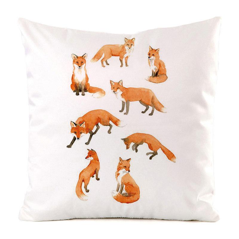 Norwegian Feng Shui Cartoon Fox Digital Printing Short Plush Pillow Covers For Car Sofa Office Cushion Cover Home Goods