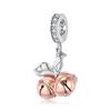 Bow Bell Charm Christmas Collection 925 Silver Rose Gold Plated Bracelet DIY Pendant