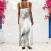 Women Plus Size Scoop Neck Strappy Sleeveless Abstract Printed A Line Maxi Dress