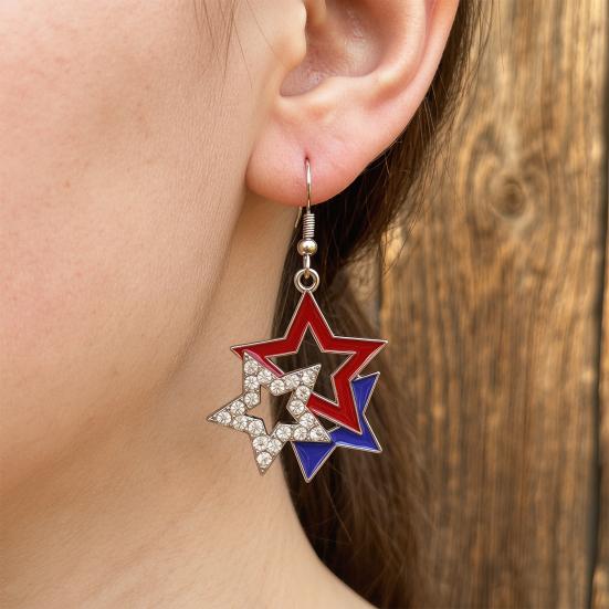 USA Flag Earrings for Women, Patriotic Red White Blue Earrings, American Flag Dangle Drop Earrings, 4th of July Independence Day