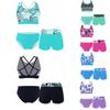 Kids Bathing Suit Sets Swimsuit For Girls Printed Vest Crop Top With Shorts And Briefs Set Beach Swimwear Pool Rashguard Suit