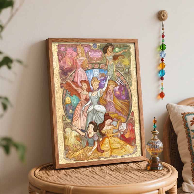 Disney Princess oil painting diy coloring handpainted filling home decoration gift, Art Nouveau style wall decor for living room art