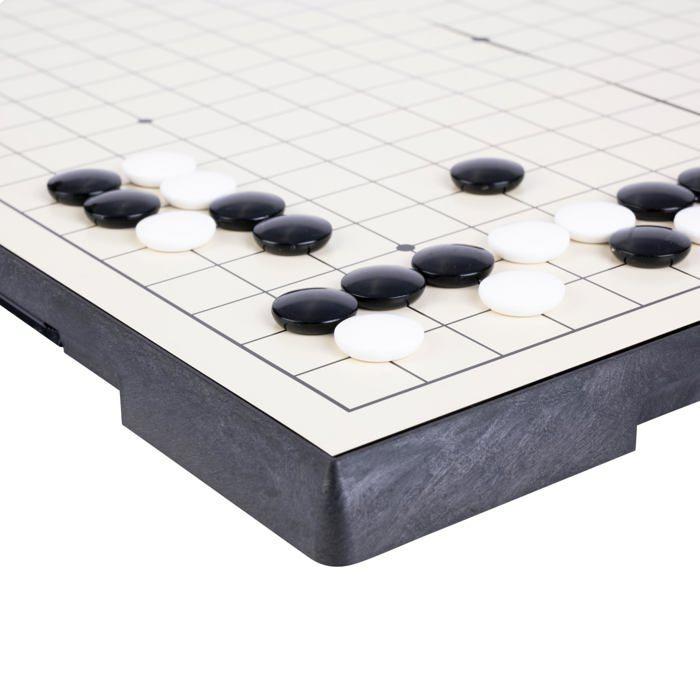 Jeu de Go magnétique - ENGELHART - Goban pliable 19x19 36x36 cm - 361 pierres magnétiques - Rangement intégré - Format voyage