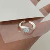 Elegant Blue Zircon Copper Ring For Women Unique Adjustable Open Finger Style