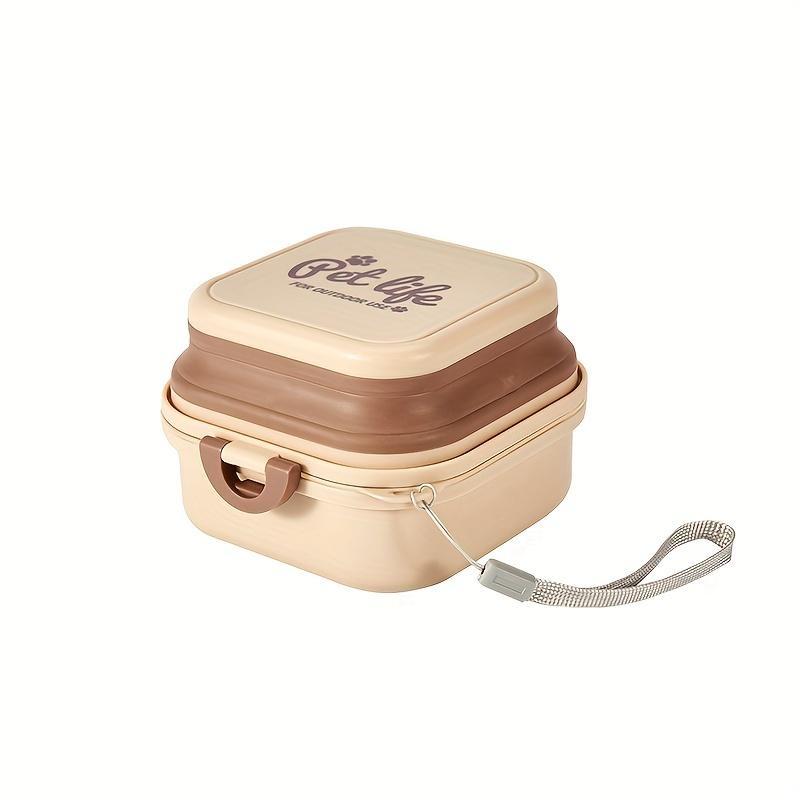 Складные двойные миски для домашних животных 2-в-1 — герметичные, портативные, кормушка для домашних животных и поилка для воды — дорожные миски для собак с крышкой для путешествий и прогулок на свежем воздухе