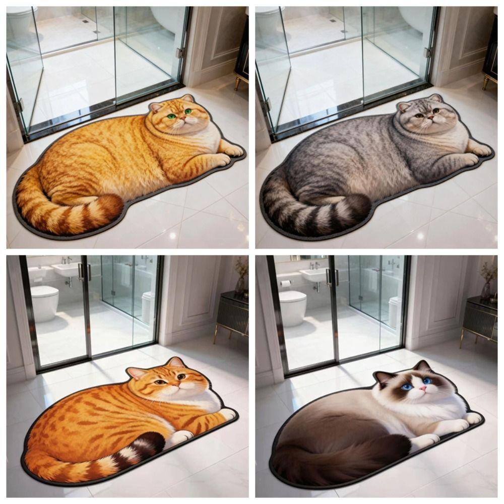 Super Absorbent Simulation Cat Floor Mat Bathroom Carpet Living Room Tea Table Bedside