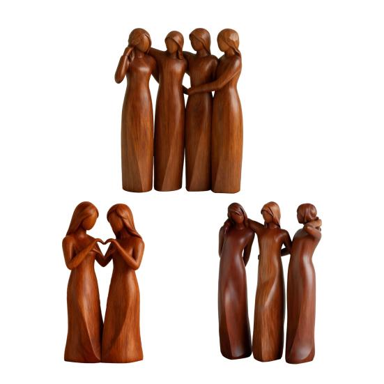 Фигурка Сестра Стоящая 2/3/4 Женщины Деревянная Скульптура Подарки Дружбы для Лучших Подруг Женщин Настольное Украшение для Гостиной Спальни Офисного Стола
