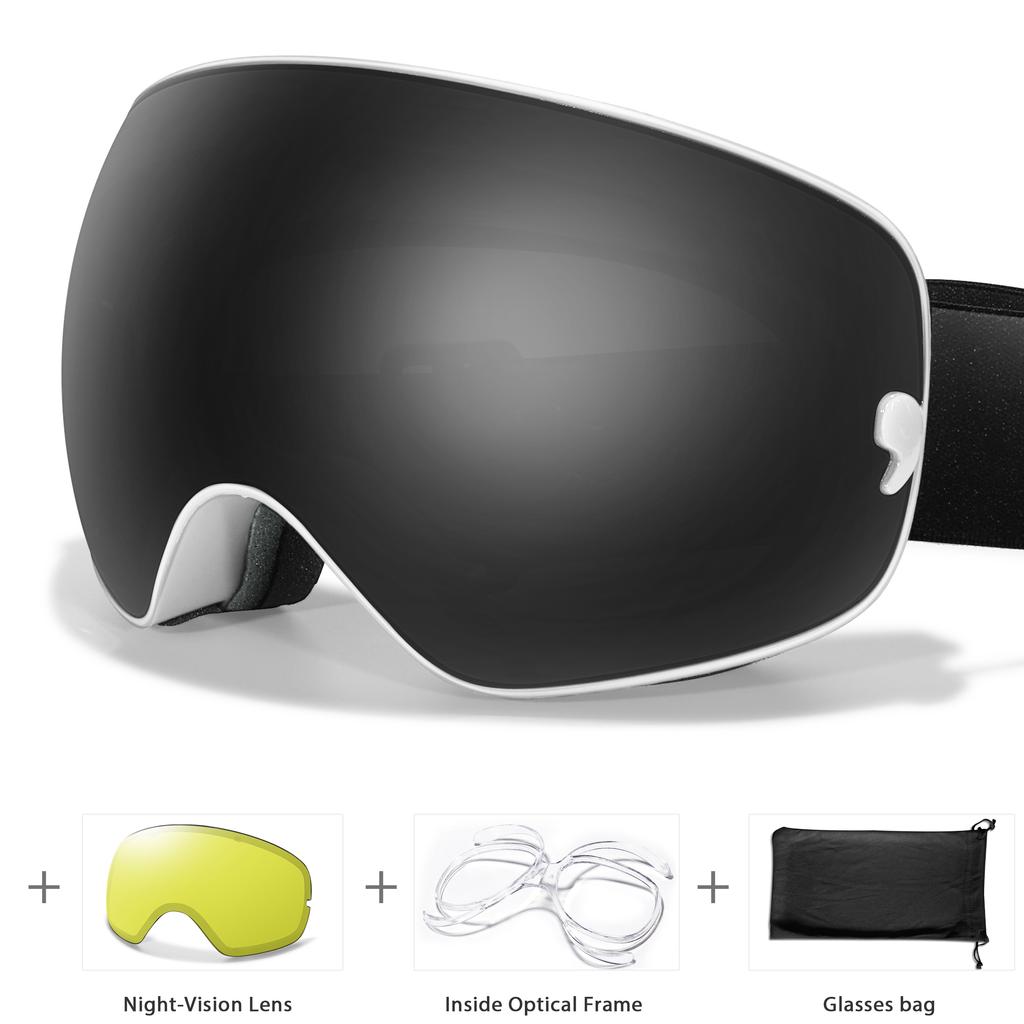 Классические горнолыжные очки, двухслойные, противотуманные, большие горнолыжные очки, UV400, маска для сноуборда, для мужчин и женщин, для зимних видов спорта, очки для сноуборда