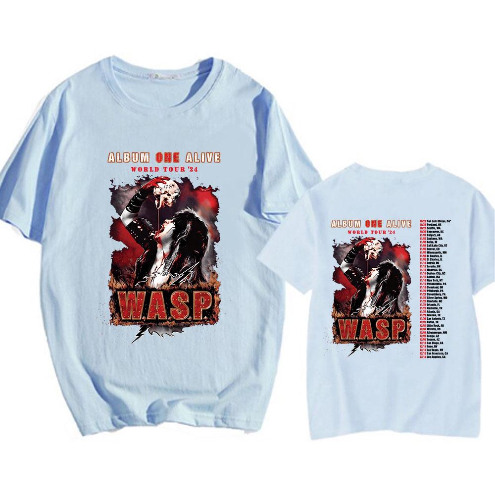 Альбом One Alive World Tour '24 Футболки WASP Nation Хип-хоп мода Мужская футболка Футболки Короткий рукав Круглый вырез Унисекс Уличная одежда