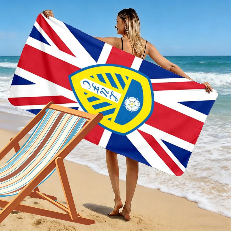 Leeds United Logo Print Beach Towel, Large Soft Quick Dry Towel for Beach Camping Swimming