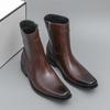 Luxury Brand High-quality Leather Men Boots Fashionable Pointed Leather Chelsea Boots Men High Top Business Casual Elegant Boots