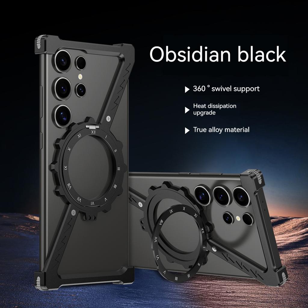 Титановый металлический корпус Z-образной формы, для Samsang Galaxy S25 S24 S23 S22 Ultra, бампер из алюминиевого сплава, чехол с магнитной вращающейся подставкой