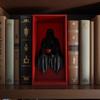 Сидящая статуя Мрачного Жнеца Жуткое украшение для книжной полки Готическая статуя человека в черном плаще для украшения книжного уголка Вечеринка на Хэллоуин
