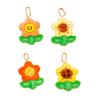 Keychain Soft Plush Sunflower Pendant with Smile Face Text Design Healing Shape Backpack Keys Bags Car