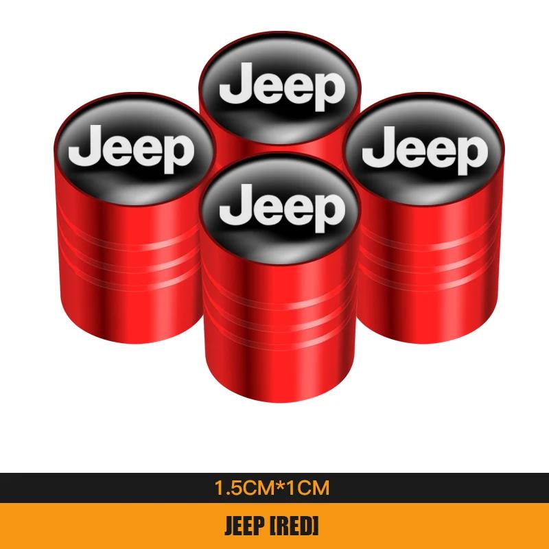 For Jeep 4Pcs Metal Car Wheel Tire Valves Caps Waterproof Dustproof Cover For Jeep Grand Cherokee Wrangler JK Gladiator Compa