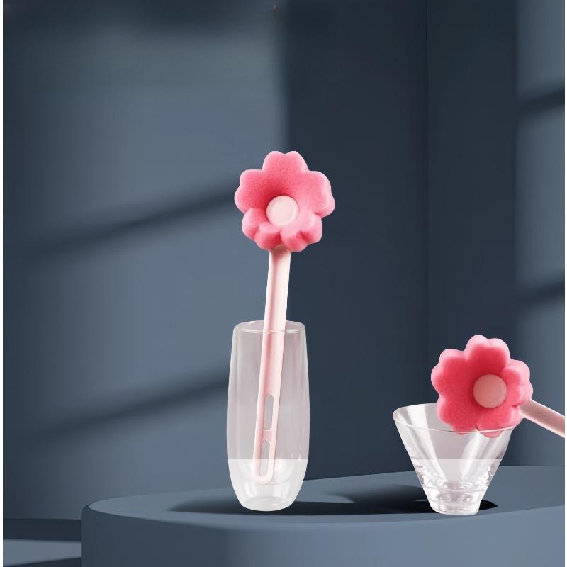Small Flower Cup Brush Can Be Hung, Sponge Brush, Long Handled Home Cleaning Brush, Bottle Insulated Cup Cleaning Brush