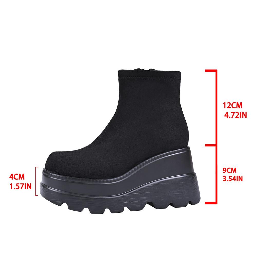 Fashion Fall Winter High Platform Boots Women Stretch Fabric Wedges Ankle Boots Women Punk Style Party Goth Shoes Woman Big Size 43