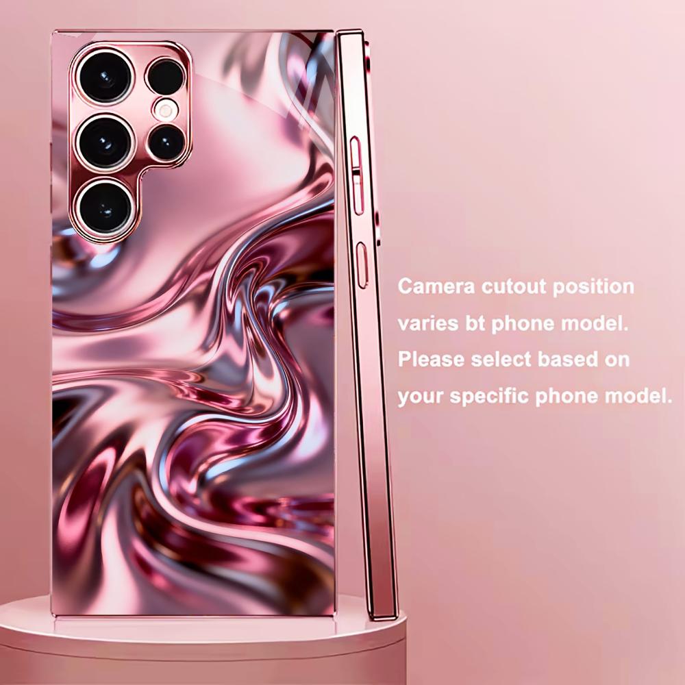 Металлическая розовая текстура Madam pink Стекло Чехол для телефона для Samsung Galaxy S26 S25 S24 S23 S22 S21 FE Ultra Plus Ударопрочный Женский