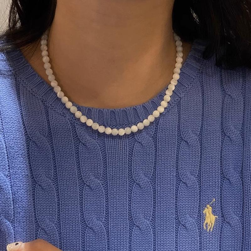 Light Luxury High-End Horseshoe Shell Beaded Necklace Female French Retro Elegant Personality Versatile Neck Chain Collarbone Chain