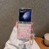 Для Samsung Galaxy Z Flip 3 4 5 6 чехол с цветами, браслет, прозрачный шарнир, противоударный складной жесткий чехол, аксессуары Funda