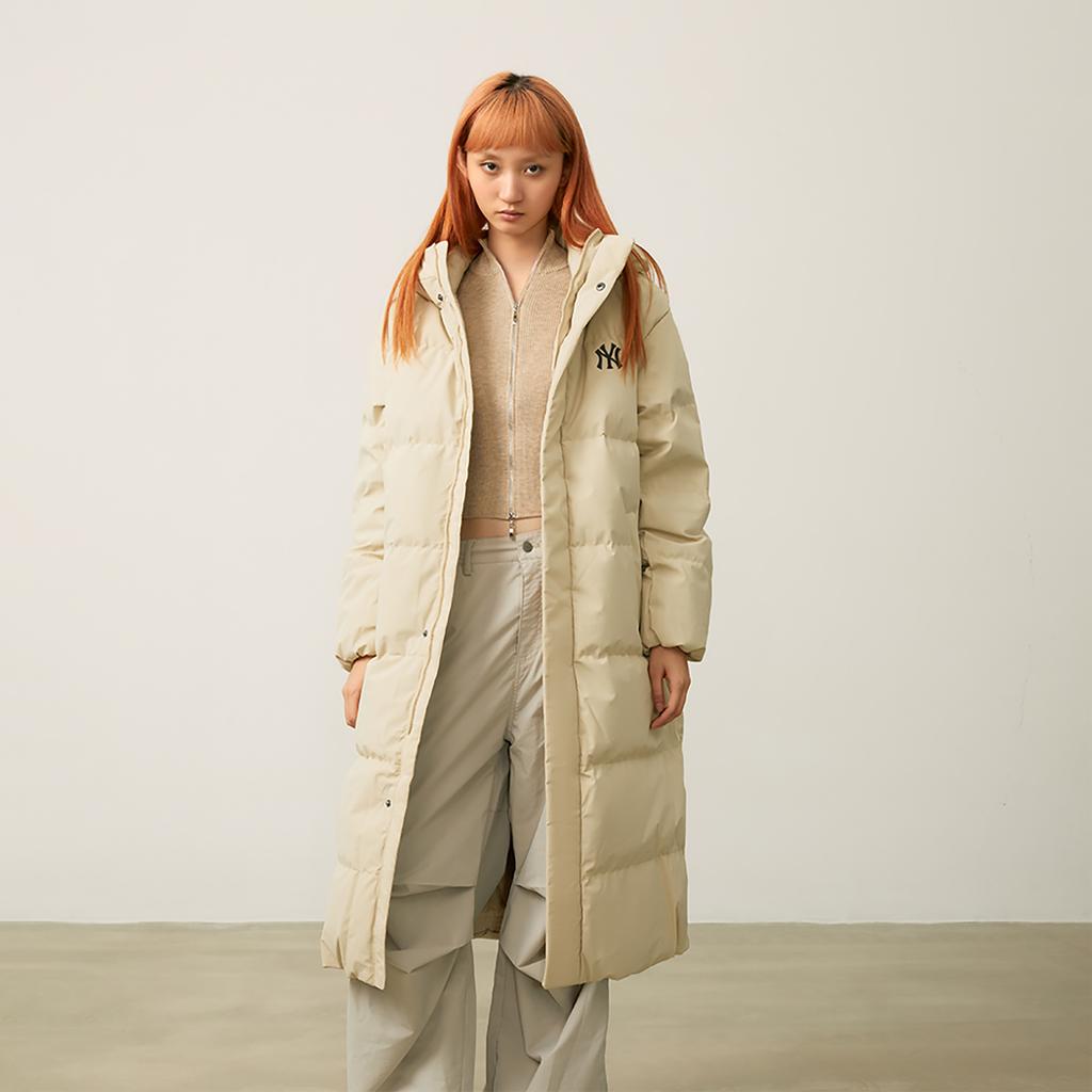 New MLB New York Yankees Basic Collection FW24 Down Jacket Unisex Linen Beige Yellow 3ADJB2146-50BGM