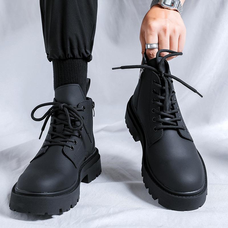 Martin boots men's high-top British wind locomotive boots tooling leather boots heightening thick-soled leather boots 9055-R