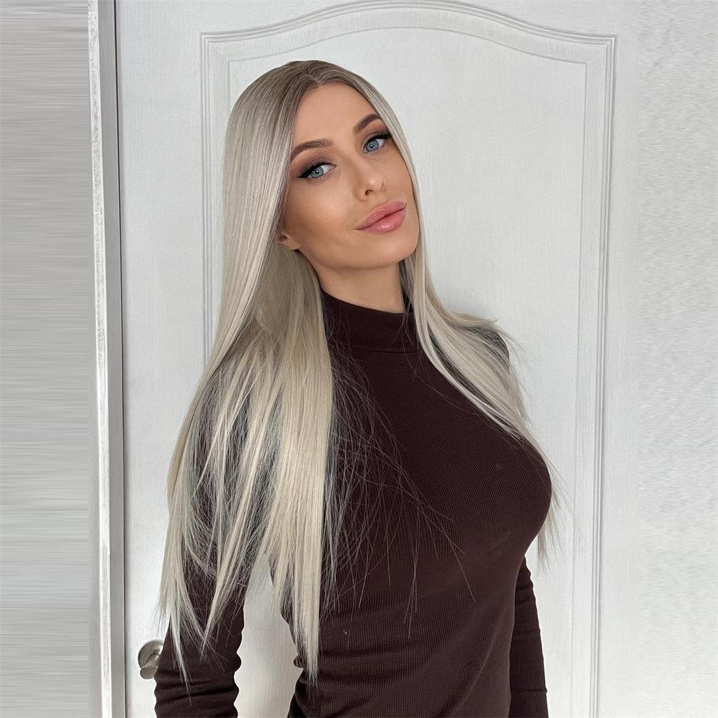 BLONDE UNICORN Длинный синтетический прямой платиновый парик с омбре для женщин, косплей, волосы высокой плотности, термостойкие