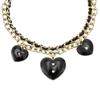 Chanel Модное ожерелье Double C Love из металла и кожи ягненка, женское, черное