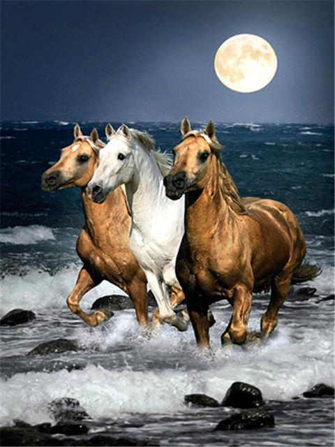 Full Round/Square 5d Diamond Painting Horse Mosaic Sunset DIY Diamond Embroidery Animal Home Decor Craft Kit