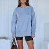 Women's Casual Crew Neck Sweatshirt Oversized Long Sleeve Pullover Tops Soft Side Slit Fall Loose Outfit