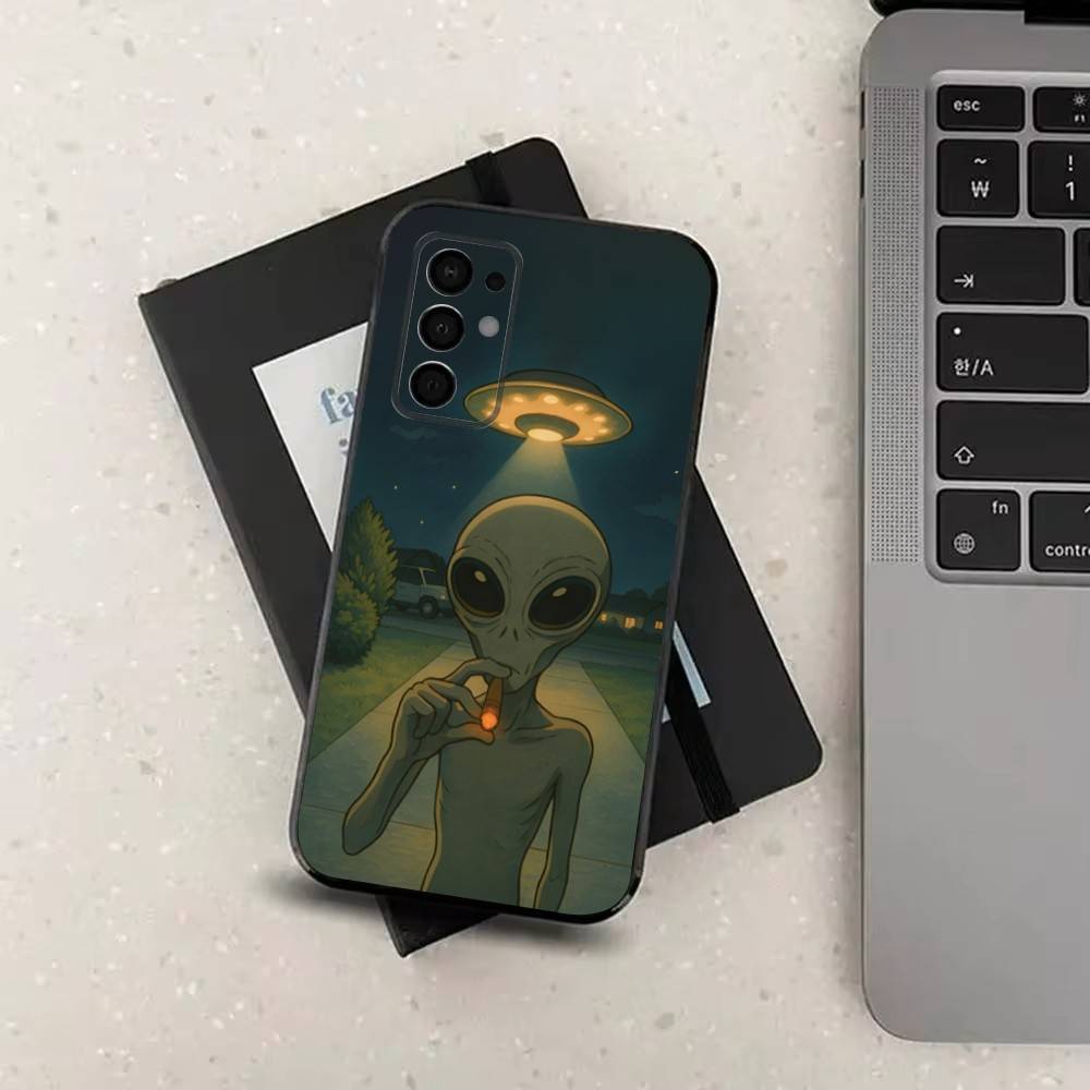 Singular Space UFO Alien Phone Case For Samsung Galaxy A73,31,32,72,41,53,52,71,22,5G,Note,J7,8,9 Soft Black Silicone Cover