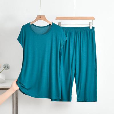 Летняя женская пижама из модала без рукавов, тонкий пуловер с круглым вырезом, пижамный комплект, однотонный свободный домашний костюм