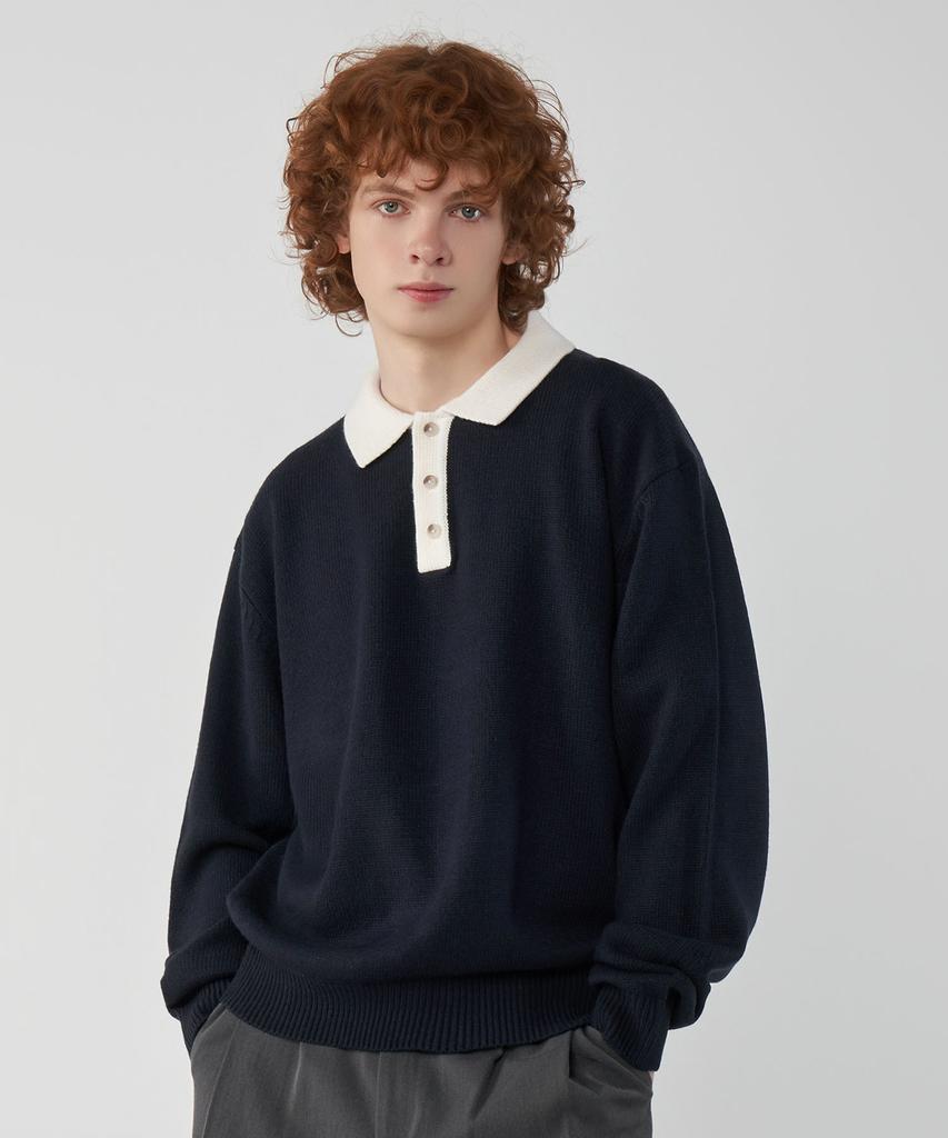 UNTAPPED STUDIO [2Pack] Oversized Color Block Collar Hacci Knit 3 Colors
