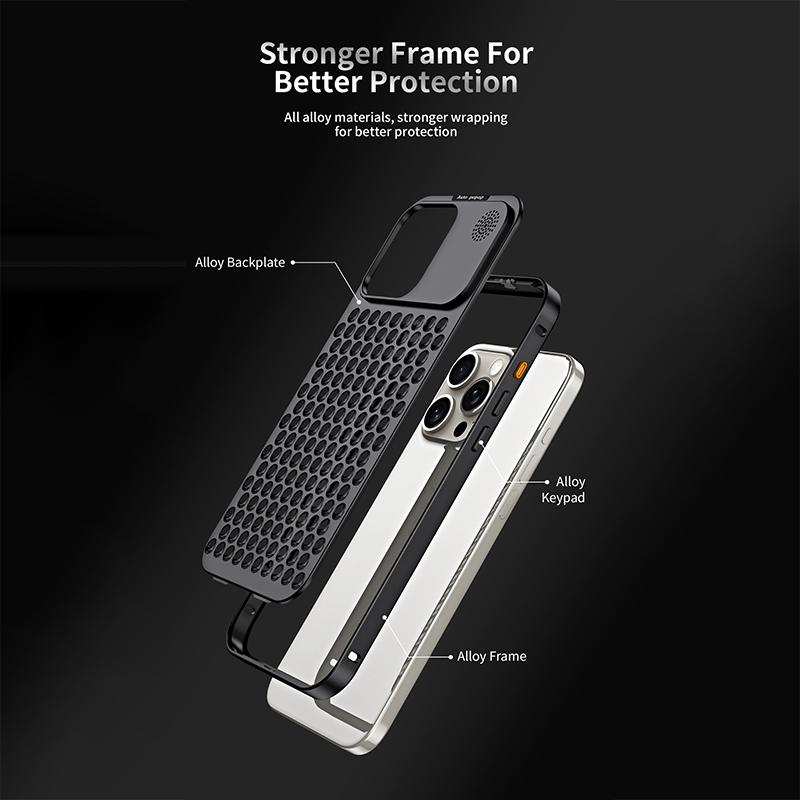 Elastic Buckle Aluminum Alloy Aromatherapy Cover iPhone 16 15 14 Pro Max Case Case For Iphone 12 13 Pro Iphone Case Hollow Heat Dissipation Anti-fall