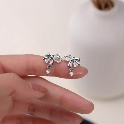 Серьги-пусеты с бантиком, Серьги для умной девушки, Новый стиль, Трендовые, Простые, Темпераментные, Высококлассные серьги