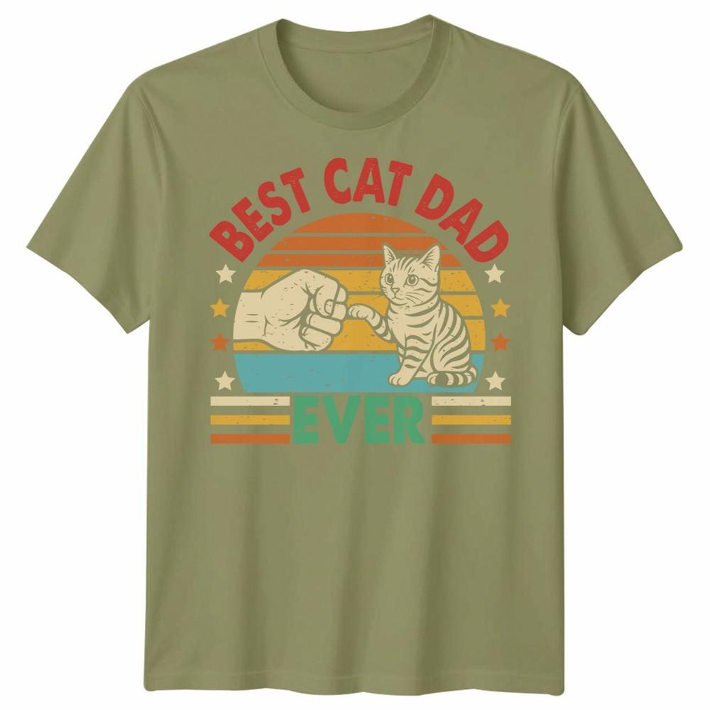 Best Cat Dad Ever Unisexs T Shirt Vintage Inspired Cat Graphic Tee