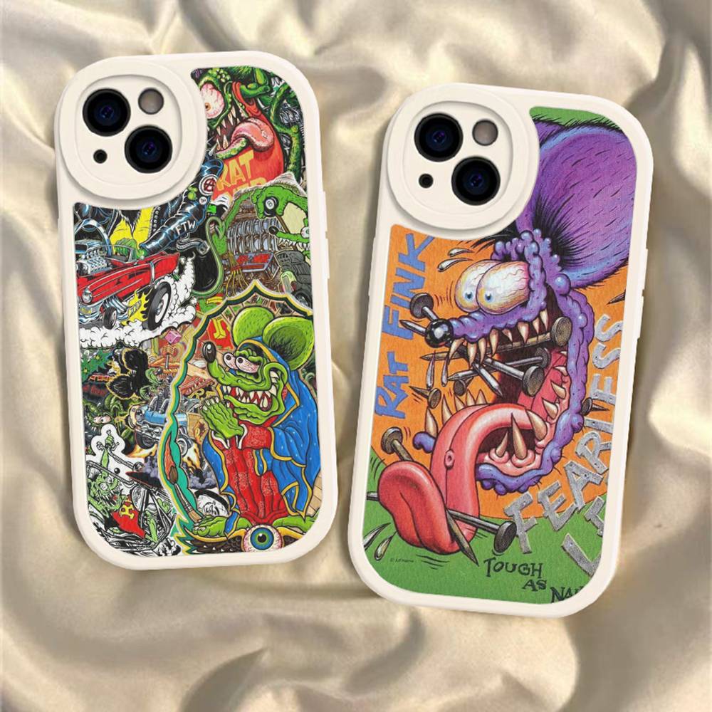 Забавный чехол Rat Fink из твердой кожи для iPhone 14 13 16 Mini 15 14 11 12 Pro Max Plus Fundas