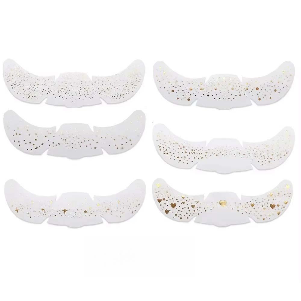 6Pcs Star Heart Freckle Tattoo Sparkle Face Tattoo Sticker Disposable Face Temporary Tattoo Make Up