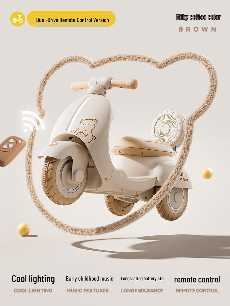 Детский электрический трехколесный мотоцикл с пультом дистанционного управления и световыми эффектами для мальчиков и девочек - Автомобиль Мулан