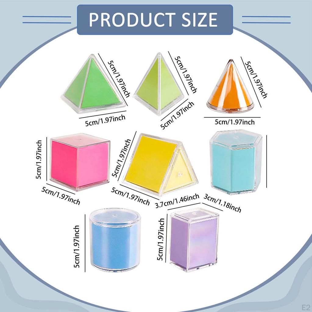 8 Штук Геометрических Фигур Математические Манипулятивы Прозрачные 3D и 2D Складные Развертки для Детского Сада Дома