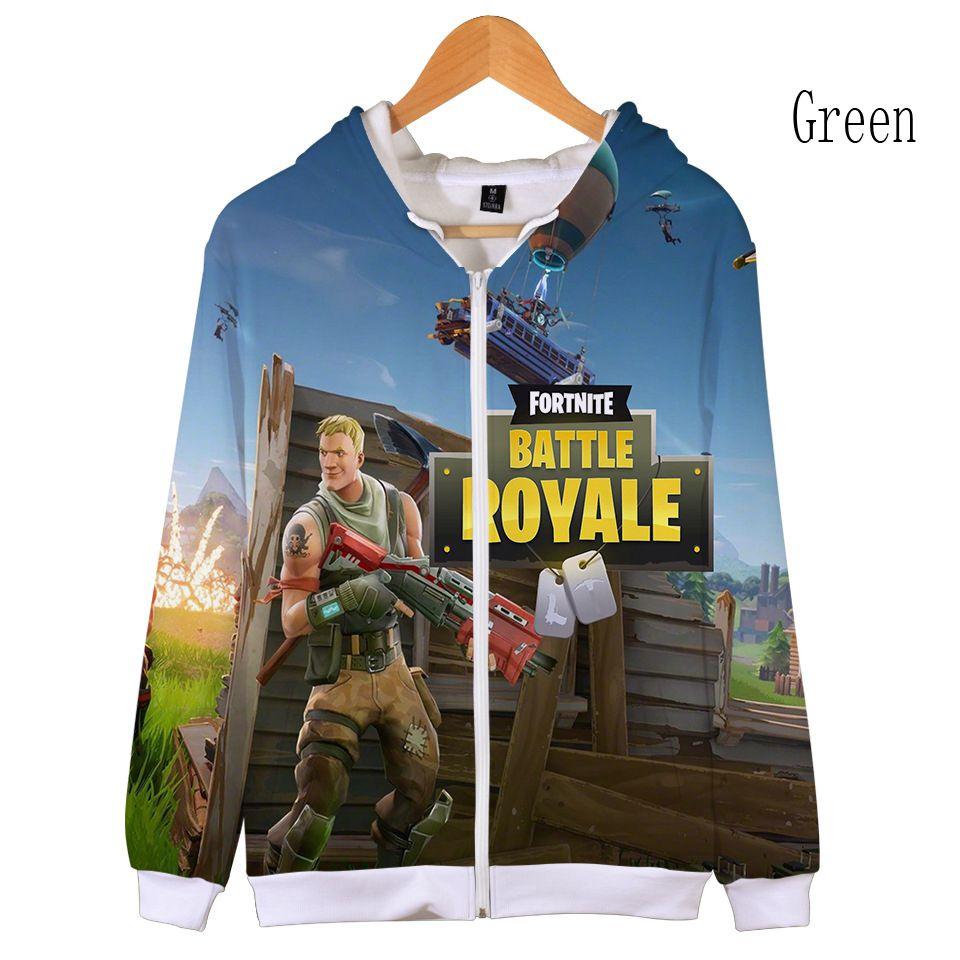 Fortnite 3d Hoodie Print Zipper Sweatshirts Battle Royal Cosplay Costume