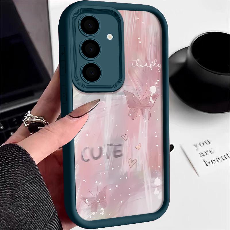 Розовый градиентный чехол с бабочкой для Samsung Galaxy S25 S24 S23 S22 Ultra S24 FE A14 A36 A15 A35 A55 A53 A54 A16 A56 TPU чехол для телефона